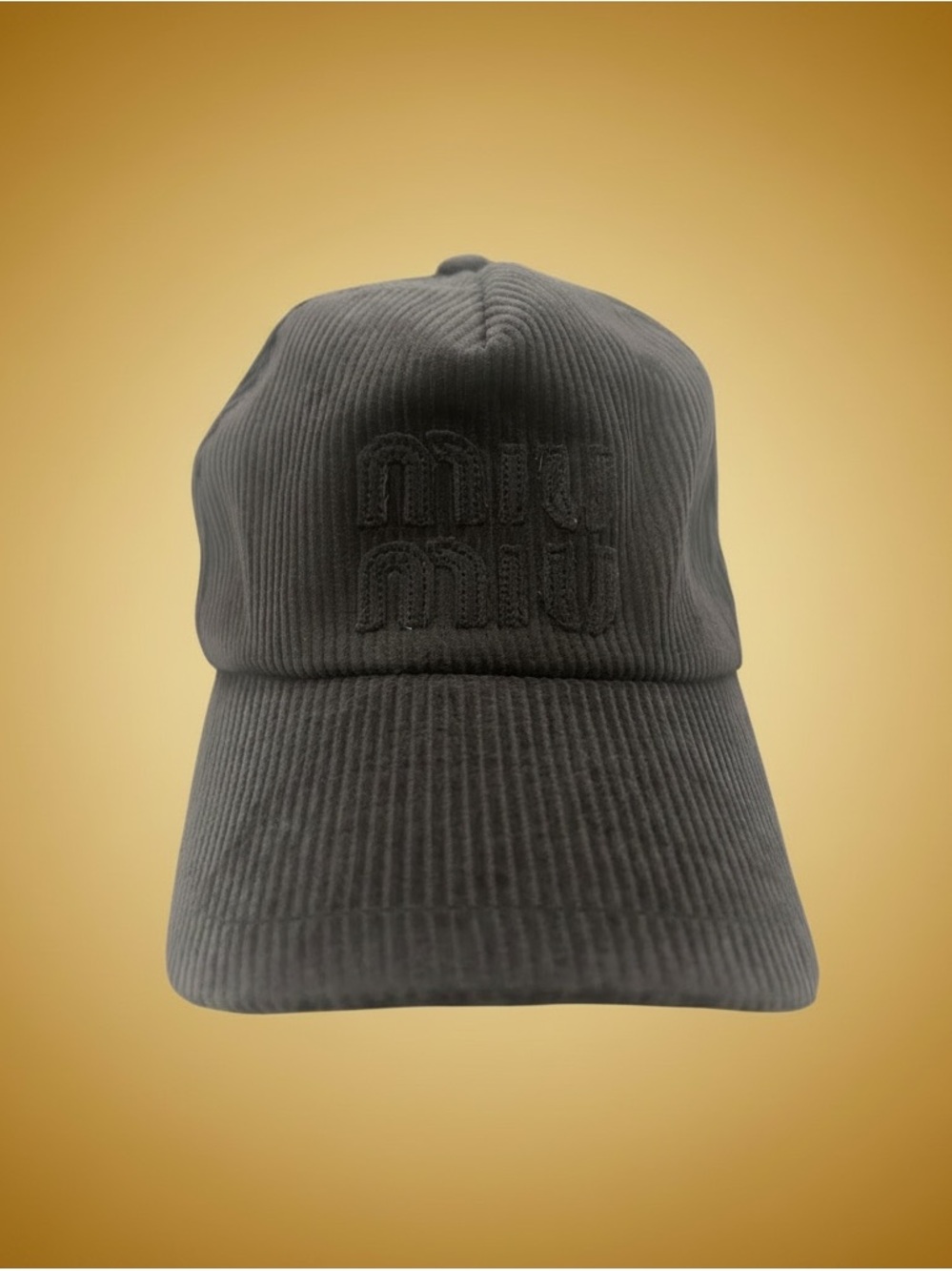 Miu Miu Corduroy Baseball Cap in Charcoal Gray